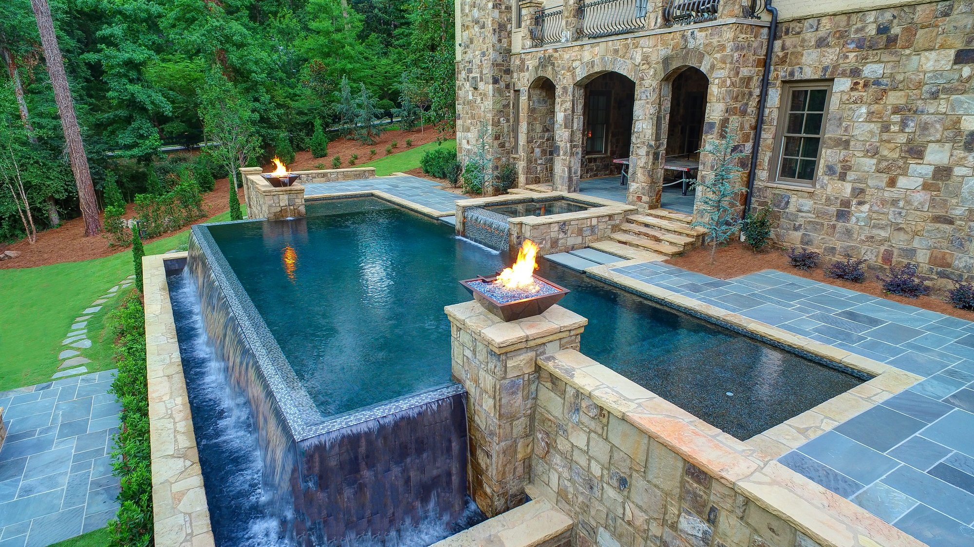 Aerial view — finished pool renovation